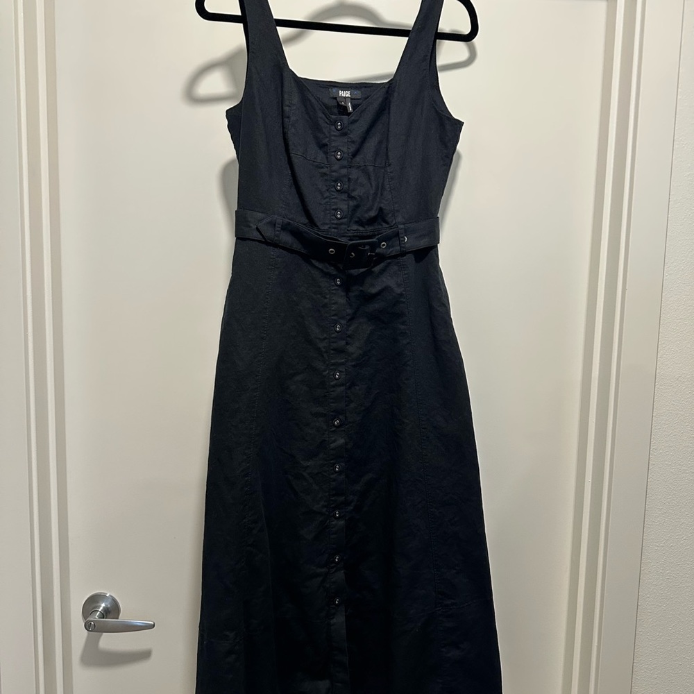 PAIGE Black Button-Down Maxi Dress